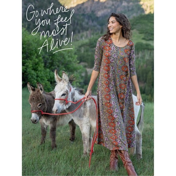 NATURAL LIFE Dresses & Skirts - NATURAL LIFE Sweater Knit Maxi Dress Sz L Cottage core Granola Girl Boho Cozy